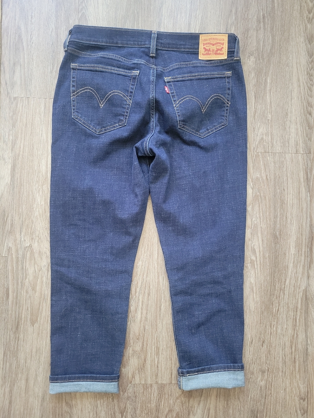 Levi's Boyfriend Jeans Dark Blue Denim Levi Strauss Roll Cuff Straight Leg 30 - Picture 6 of 12